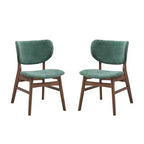 Chaise de salle à manger sans accoudoirs vert doux et noyer marron, lot de 2