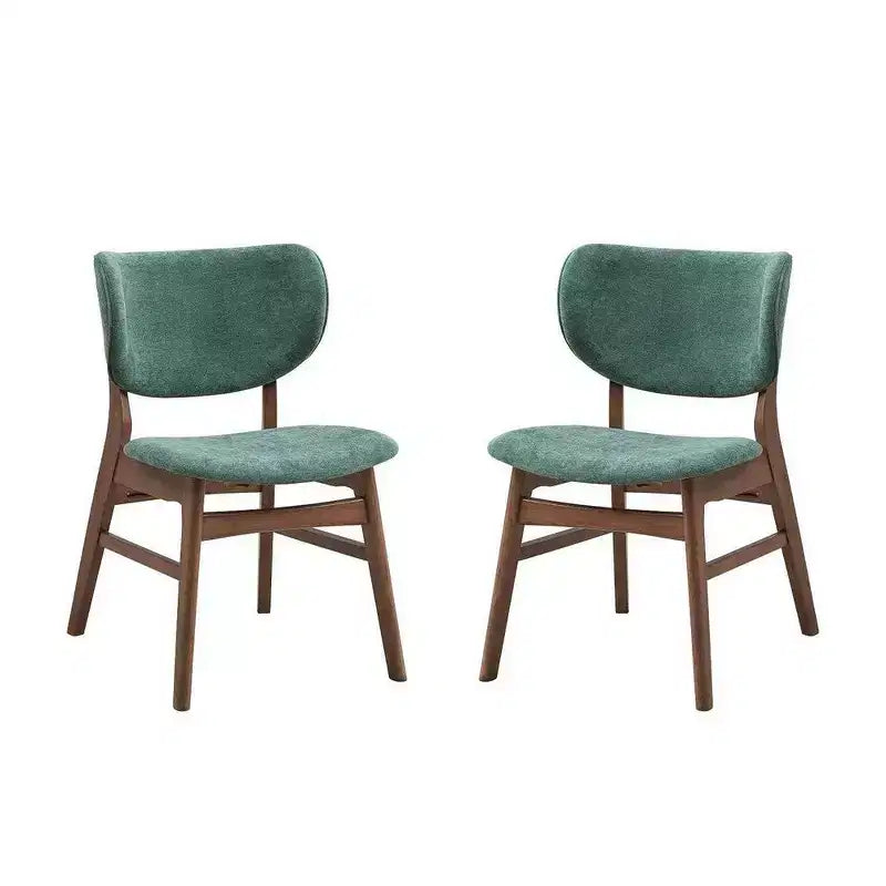 Chaise de salle à manger sans accoudoirs vert doux et noyer marron, lot de 2