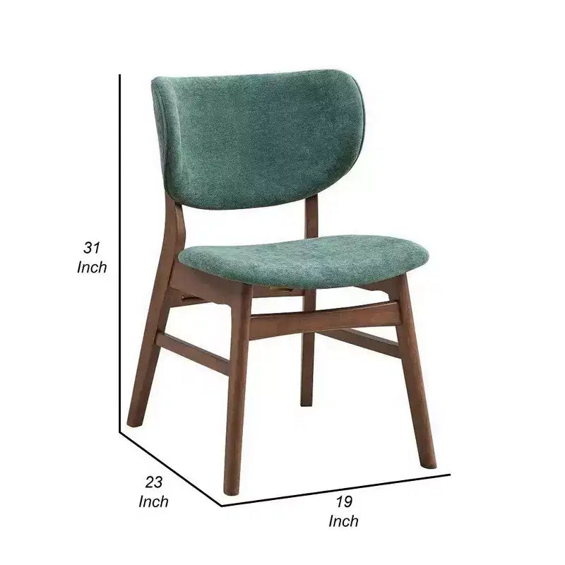 Chaise de salle à manger sans accoudoirs vert doux et noyer marron, lot de 2