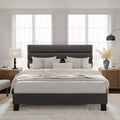 Bed Frame with Adjustable Headboard, Linen Upholstered Platform Bed Frame No Box Spring Needed, Wooden Slats Support, Noise-Free for Bedroom