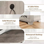 Meuble TV de ferme gris/blanc avec portes en verre à motifs, compatible avec les téléviseurs jusqu'à 80 pouces, 1 pièce