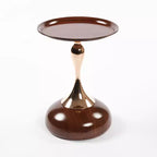 Table d'appoint ronde en métal gris mat/noyer avec pied en queue de sirène, pour 1