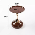 Table d'appoint ronde en métal gris mat/noyer avec pied en queue de sirène, pour 1
