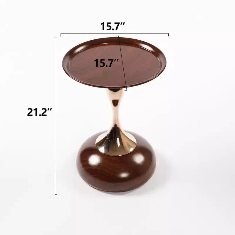 Table d'appoint ronde en métal gris mat/noyer avec pied en queue de sirène, pour 1
