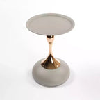 Table d'appoint ronde en métal gris mat/noyer avec pied en queue de sirène, pour 1