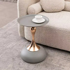 Okak Modern Side Table with Metal Mermaid Tail Pedestal, Accent Table with Small Round Top, Couch Table for Living Room, Bedroom