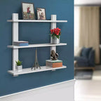 Étagère murale flottante asymétrique à 3 niveaux, noire / grise / bois / blanche, simple
