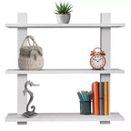 Étagère murale flottante asymétrique à 3 niveaux, noire / grise / bois / blanche, simple