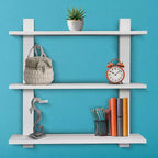 Étagère murale flottante asymétrique à 3 niveaux, noire / grise / bois / blanche, simple