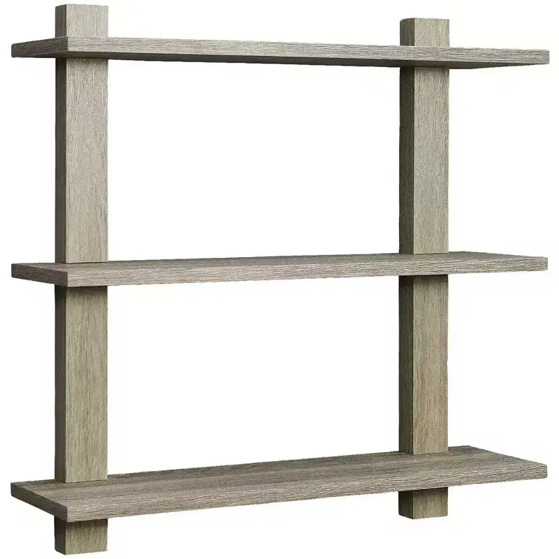 Étagère murale flottante asymétrique à 3 niveaux, noire / grise / bois / blanche, simple