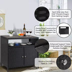 Meuble de rangement d'extérieur en osier noir+marron / noir+gris avec 2 portes et étagère