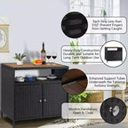 Meuble de rangement d'extérieur en osier noir+marron / noir+gris avec 2 portes et étagère