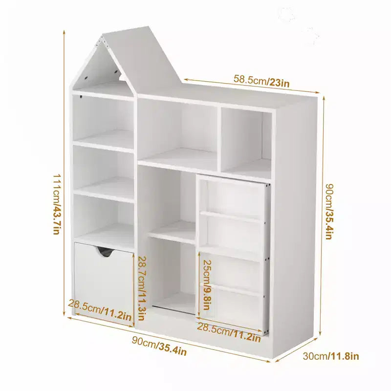 Étagère pour Livres Enfant Blanche avec 8 Casiers de Rangement