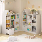 Étagère pour Livres Enfant Blanche avec 8 Casiers de Rangement