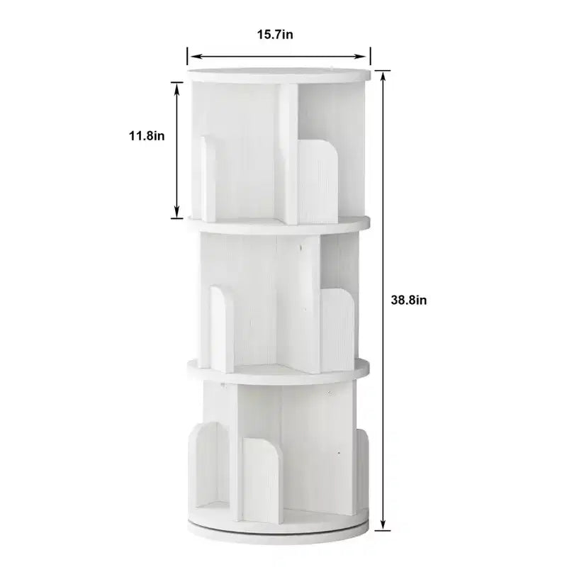 Étagère d'angle rotative à 3 niveaux en bois naturel, pour 1 à 2 utilisateurs