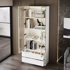 Vitrine en verre blanc avec éclairage LED, une porte