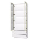 Vitrine en verre blanc avec éclairage LED, une porte