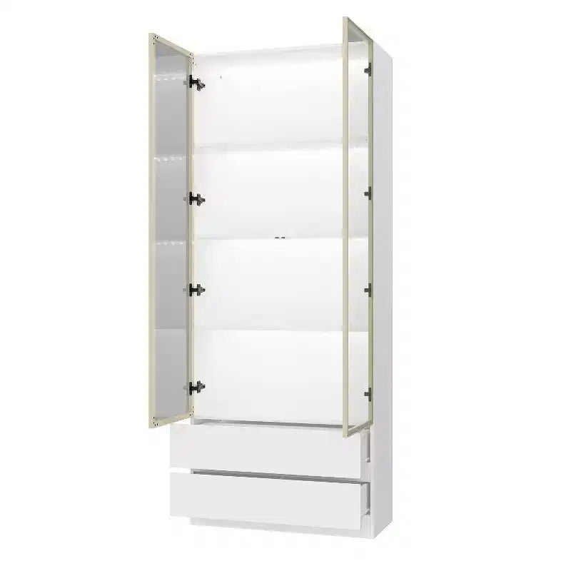 Vitrine en verre blanc avec éclairage LED, une porte