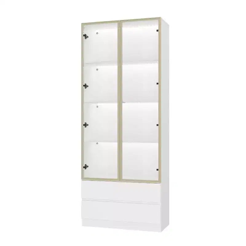 Vitrine en verre blanc avec éclairage LED, une porte