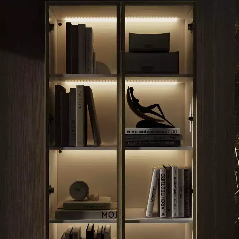 Vitrine en verre blanc avec éclairage LED, une porte