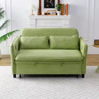 MAYEERTY Green Letter Striped Fabric Multifunctional Loveseat Sofa Bed for Bedroom Living Room