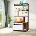 Cat Litter Box Enclosure with 4-Tier Storage - Hidden Litter Box Furniture with Scratching Post