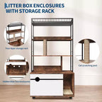 Armoire de litière pour chat vintage marron avec étagère de rangement, 1 chat