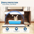 Armoire de litière pour chat vintage marron avec étagère de rangement, 1 chat