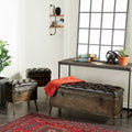 Ensemble de 3 bancs de rangement marron en similicuir touffeté vintage, 4 places