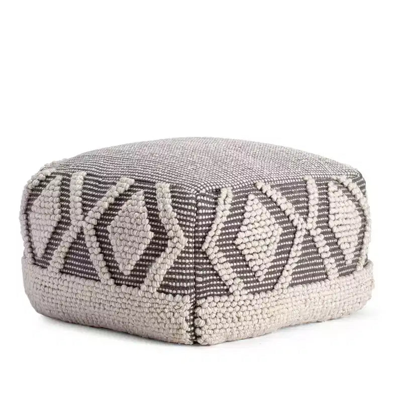 Pouf carré gris/ivoire, 1 personne