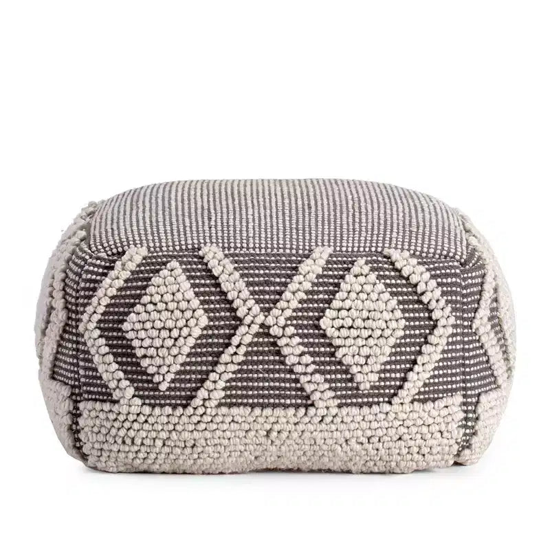 Pouf carré gris/ivoire, 1 personne