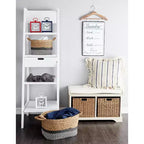 Traditional Wood Storage Basket Bench White - Olivia & May