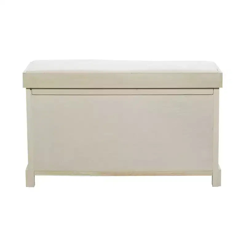 Banc de rangement capitonné blanc, lin, 1 place