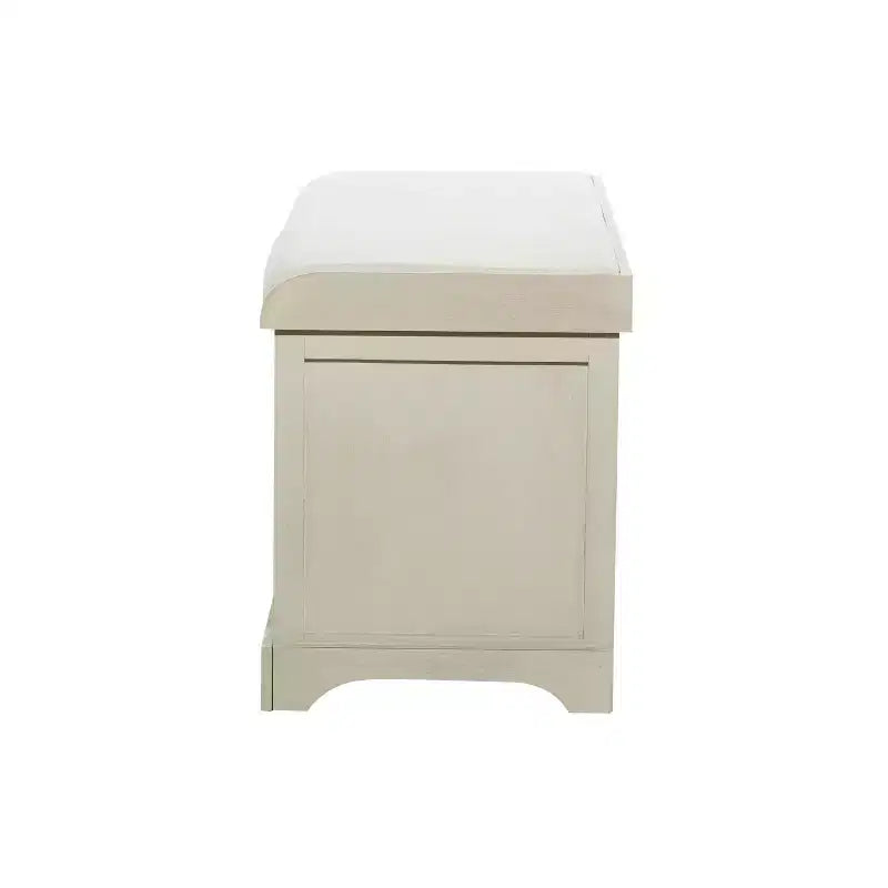 Banc de rangement capitonné blanc, lin, 1 place