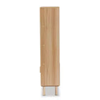 Bibliothèque à 2 portes en rotin naturel et marron – Style Mid-Century, 4 étagères