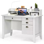 Bureau informatique blanc avec tiroirs, simple
