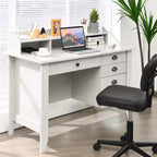 Bureau informatique blanc avec tiroirs, simple