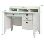 Bureau informatique blanc avec tiroirs, simple