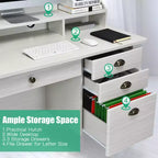 Bureau informatique blanc avec tiroirs, simple
