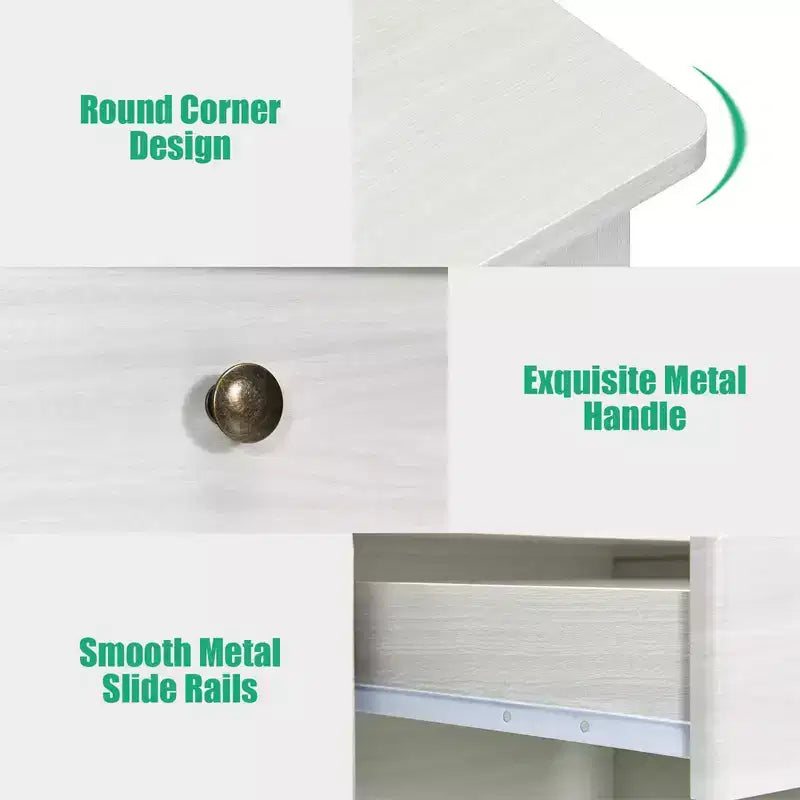 Bureau informatique blanc avec tiroirs, simple