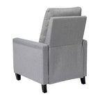 Fauteuil inclinable dossier poussoir en tissu gris / gris clair avec clous décoratifs, une place