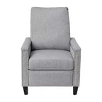 Fauteuil inclinable dossier poussoir en tissu gris / gris clair avec clous décoratifs, une place