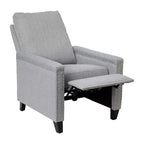 Fauteuil inclinable dossier poussoir en tissu gris / gris clair avec clous décoratifs, une place