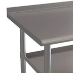 Table de préparation de cuisine en acier inoxydable argenté à 2 étagères, 1 personne