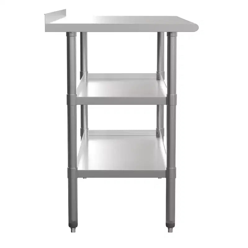 Table de préparation de cuisine en acier inoxydable argenté à 2 étagères, 1 personne