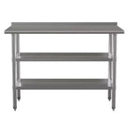 Table de préparation de cuisine en acier inoxydable argenté à 2 étagères, 1 personne