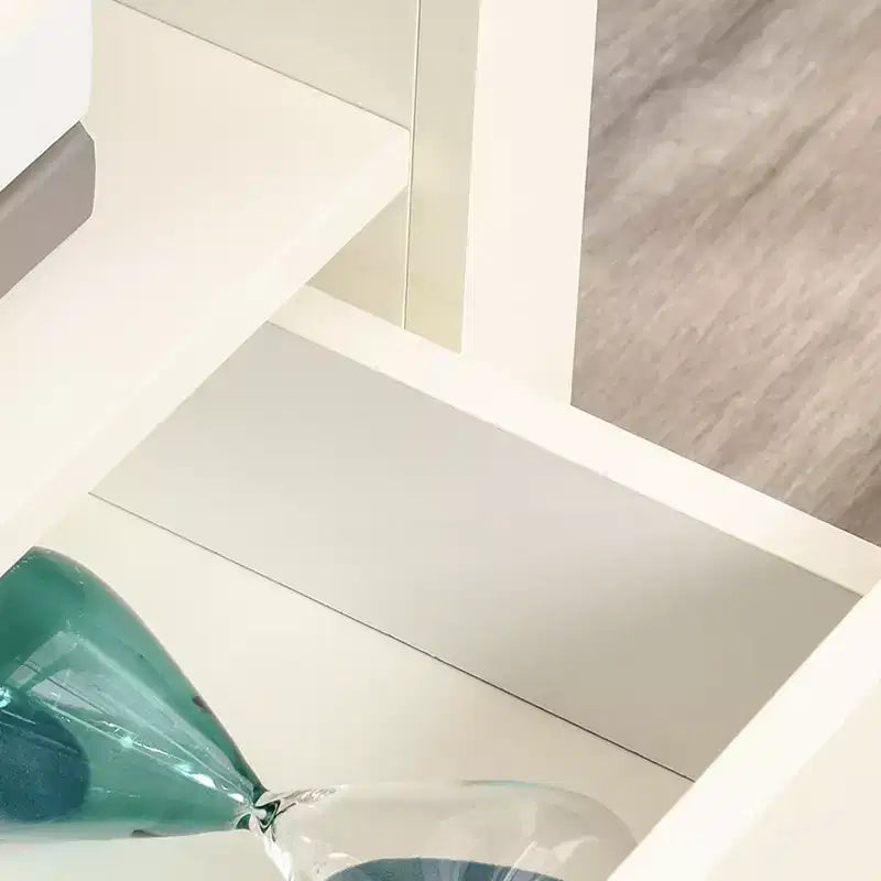 Meuble TV d'angle blanc avec tiroirs, convient jusqu'à 50", assemblage par 1 personne
