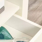 Meuble TV d'angle blanc avec tiroirs, convient jusqu'à 50", assemblage par 1 personne
