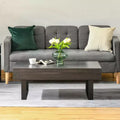 Table Basse Rectangulaire Marron avec Tiroir de Rangement, Piètement Luge en Métal, Places Assises pour 1