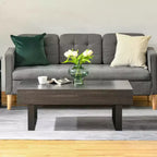 Table Basse Rectangulaire Marron avec Tiroir de Rangement, Piètement Luge en Métal, Places Assises pour 1